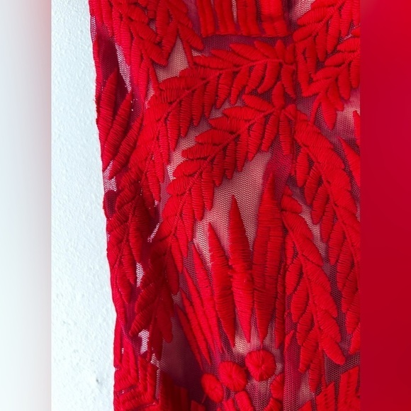 Bardot Red Lace Overlay Dress Size 4 - Picture 6 of 13